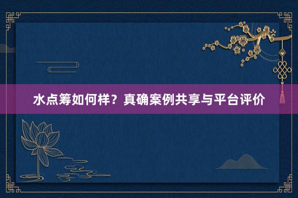 水点筹如何样？真确案例共享与平台评价